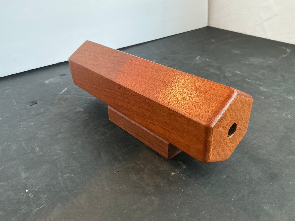 Hexagonal wooden kaleidoscope on stand - Living Room Main Level