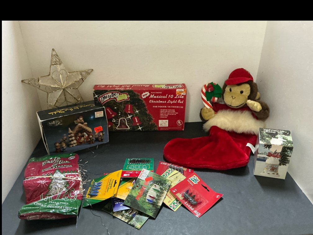 Christmas holiday decor, lights & figurines lot