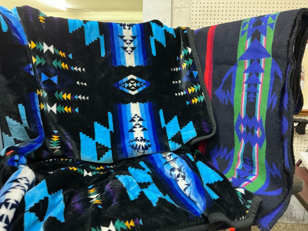 Pair of Southwestern geometric blankets