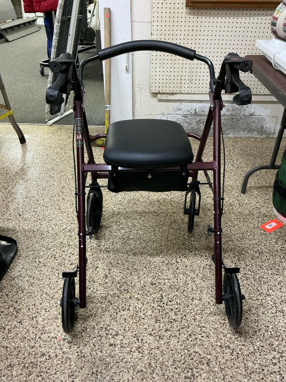 Carex maroon four-wheel rollator walker with seat