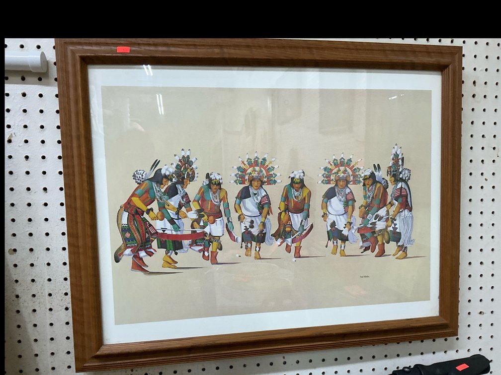 Fred Kabotie framed print of ceremonial dancers