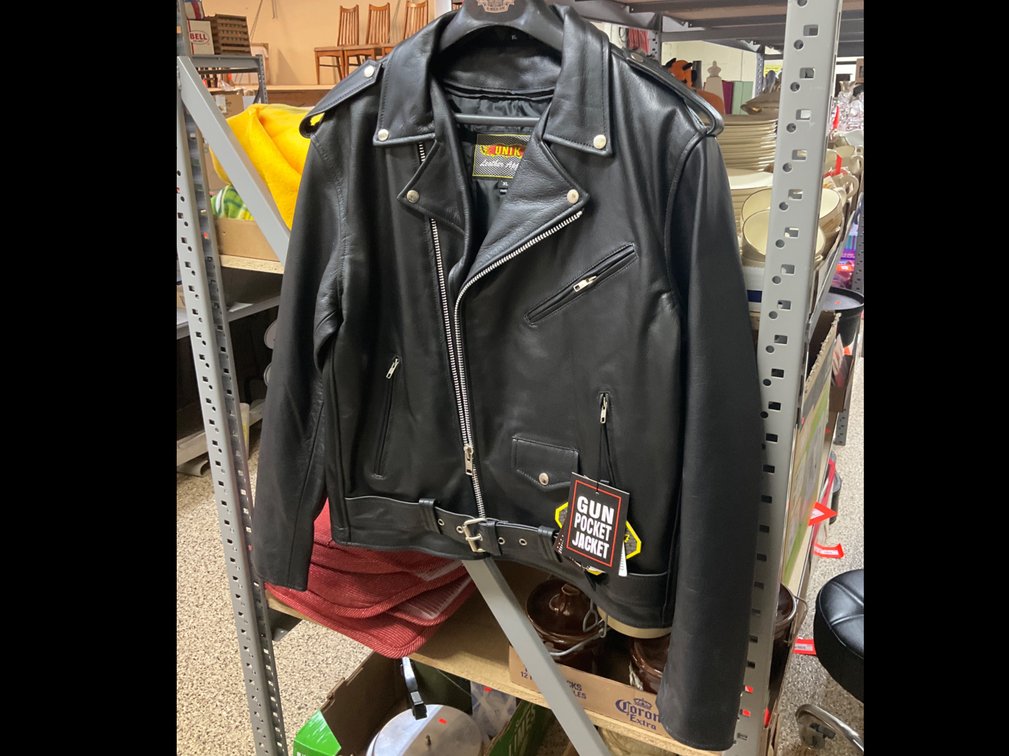 New UNIK black leather motorcycle jacket, size XL