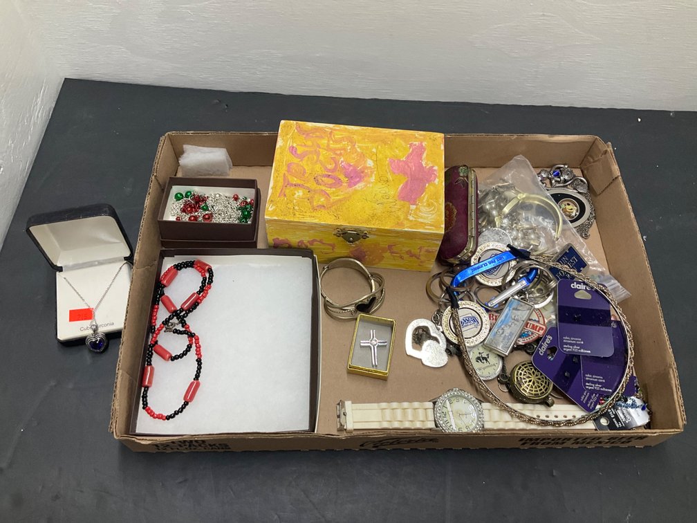 Assorted costume jewelry with ballerina jewelry box
