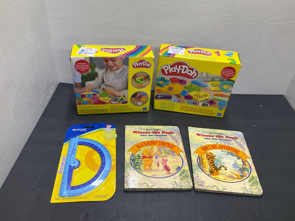 Play-Doh sets, Winnie the Pooh books & protractor