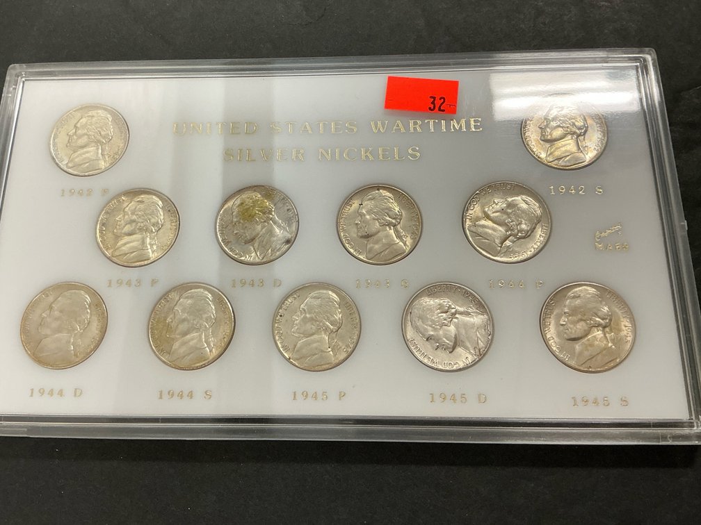 11 piece set silver war time nickel set