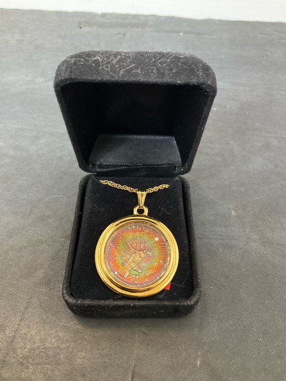 Toned 2g silvwr eagle pendant/necklace 24” long