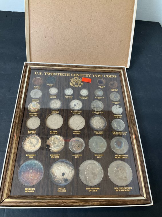 Framed U.S. Twentieth Century Type Coins collection