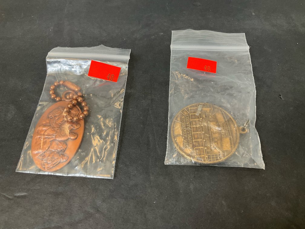 2 souvenir medallions: Milwaukee Brewers & Stone Mountain