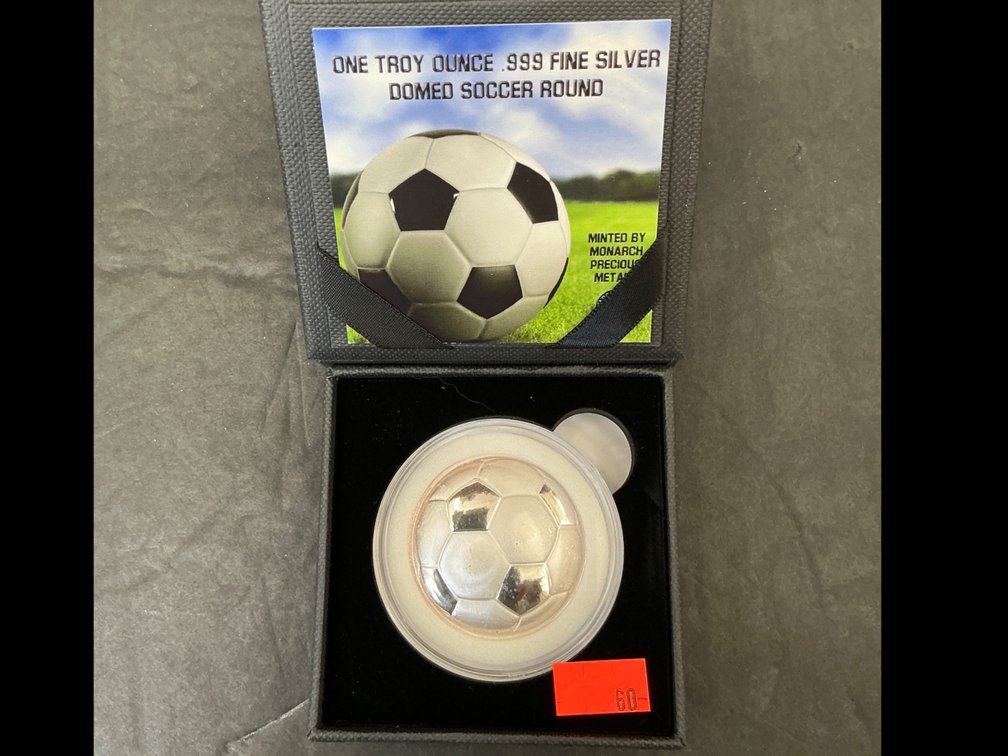 Monarch Precious Metals 1 oz .999 silver domed soccer round