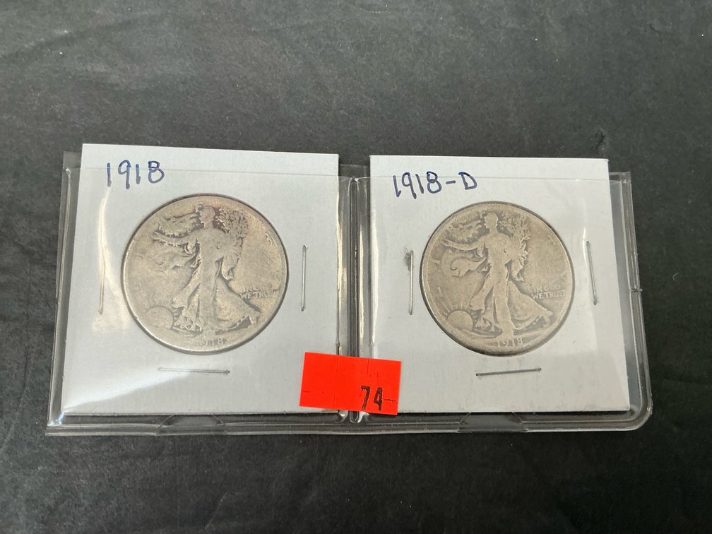 Pair of 1918 Walking Liberty half dollars