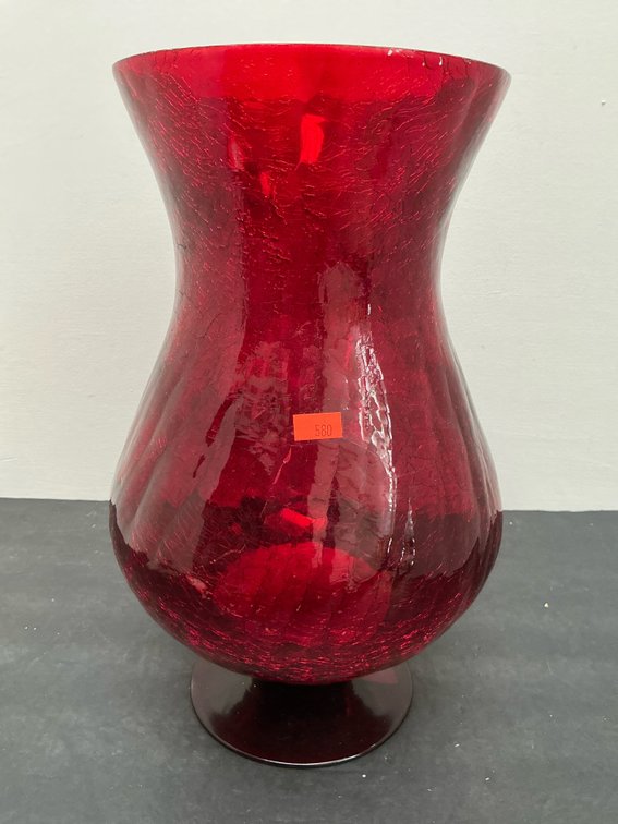 Target red crackle glass pedestal candle holder