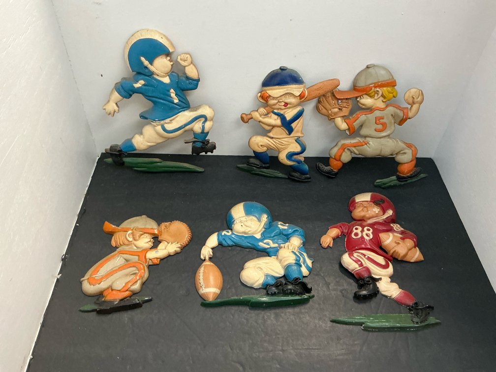 Set of 6 Sexton cast metal sports wall plaques