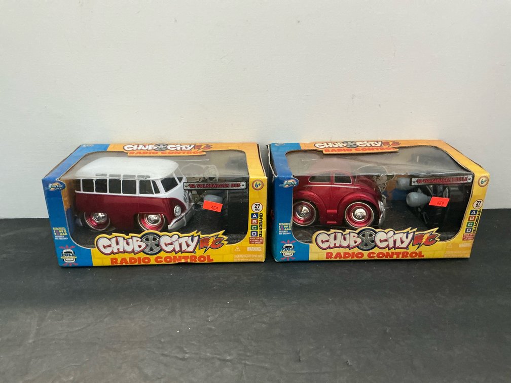 2 Jada Toys Chub City RC Volkswagen vehicles in boxes