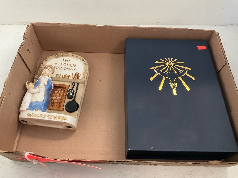 The Kitchen Madonna ceramic plaque & bible in presentation box