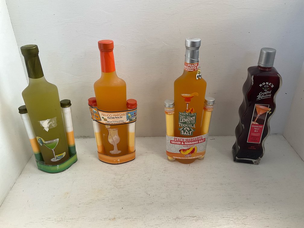 Grouping of cocktail mixer bottles & party sets