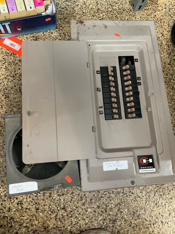 Electrical service panel with breakers & meter base