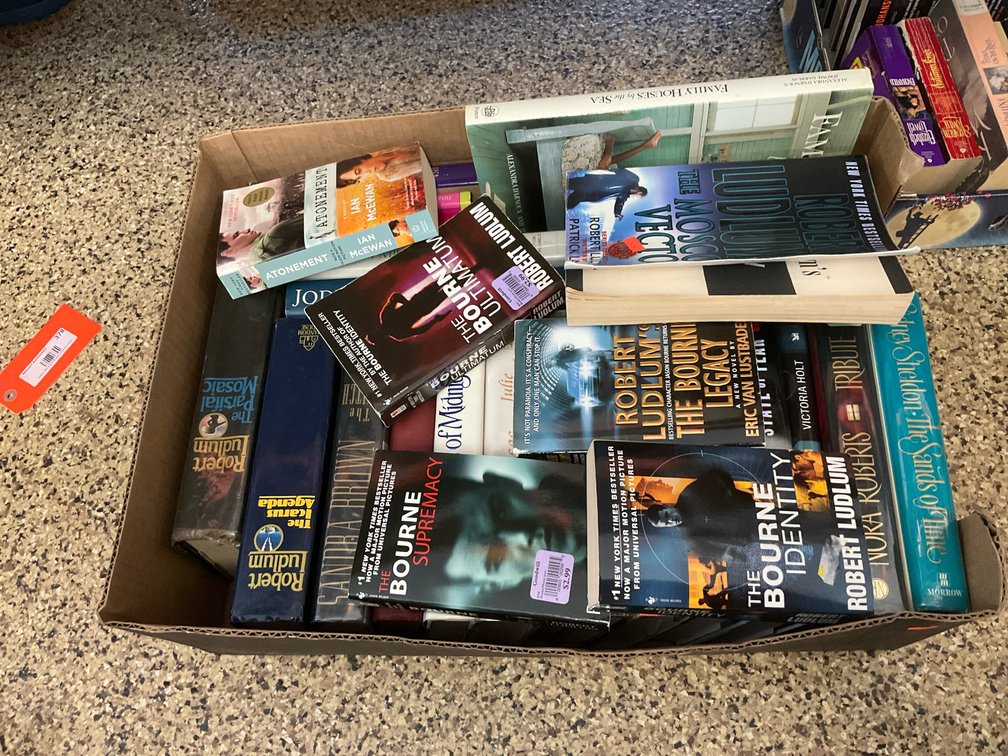 Box of assorted hardcover & paperback books