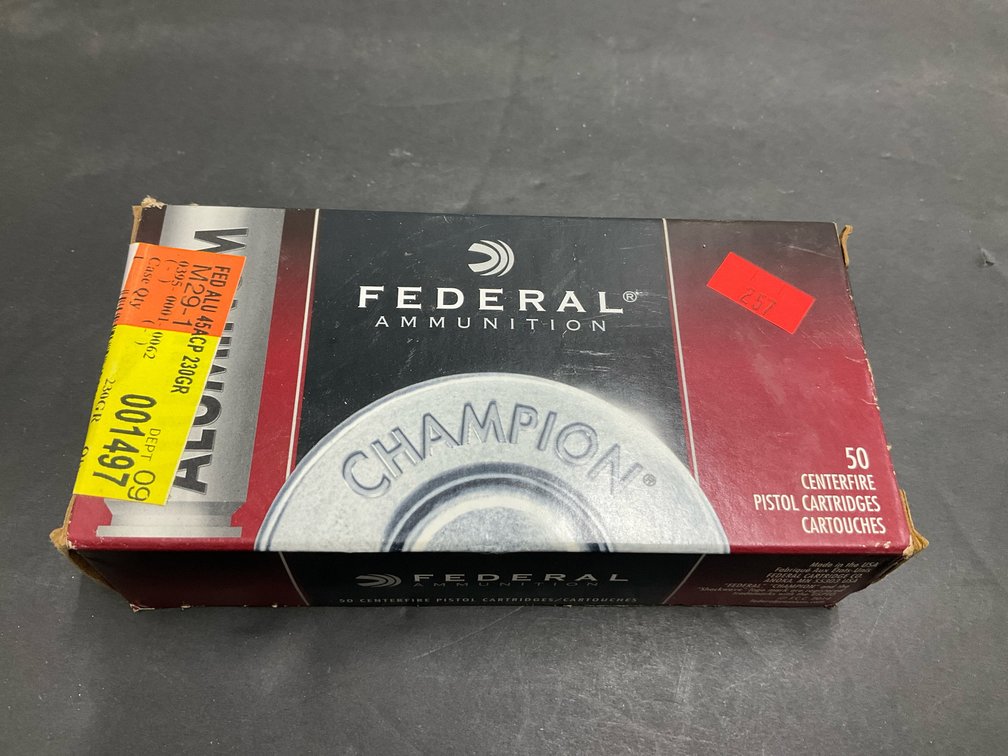 33 rounds Federal 45 Auto 230 grain FMJ RN ammunition