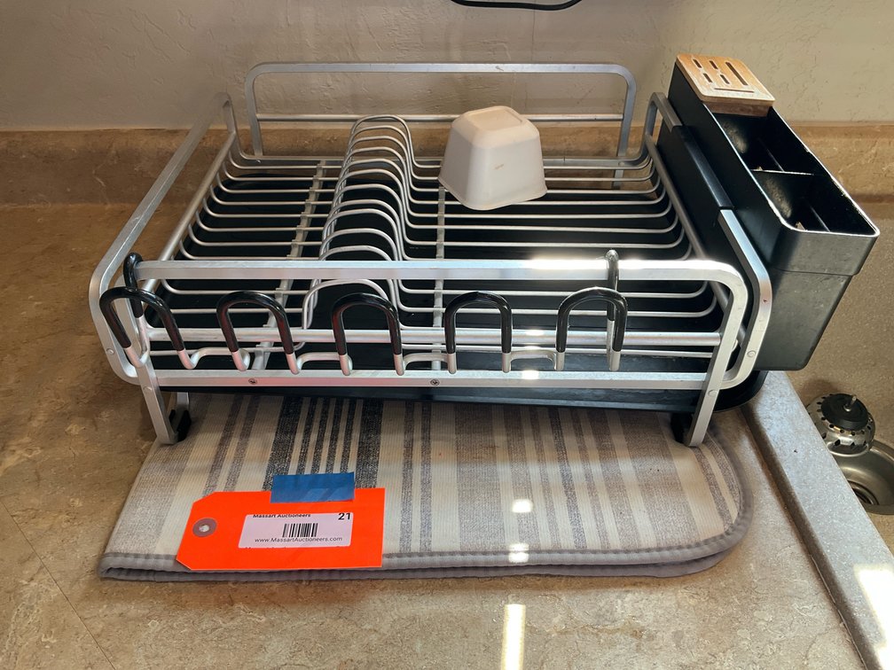 Aluminum dish drying rack with drying mat - Kitchen