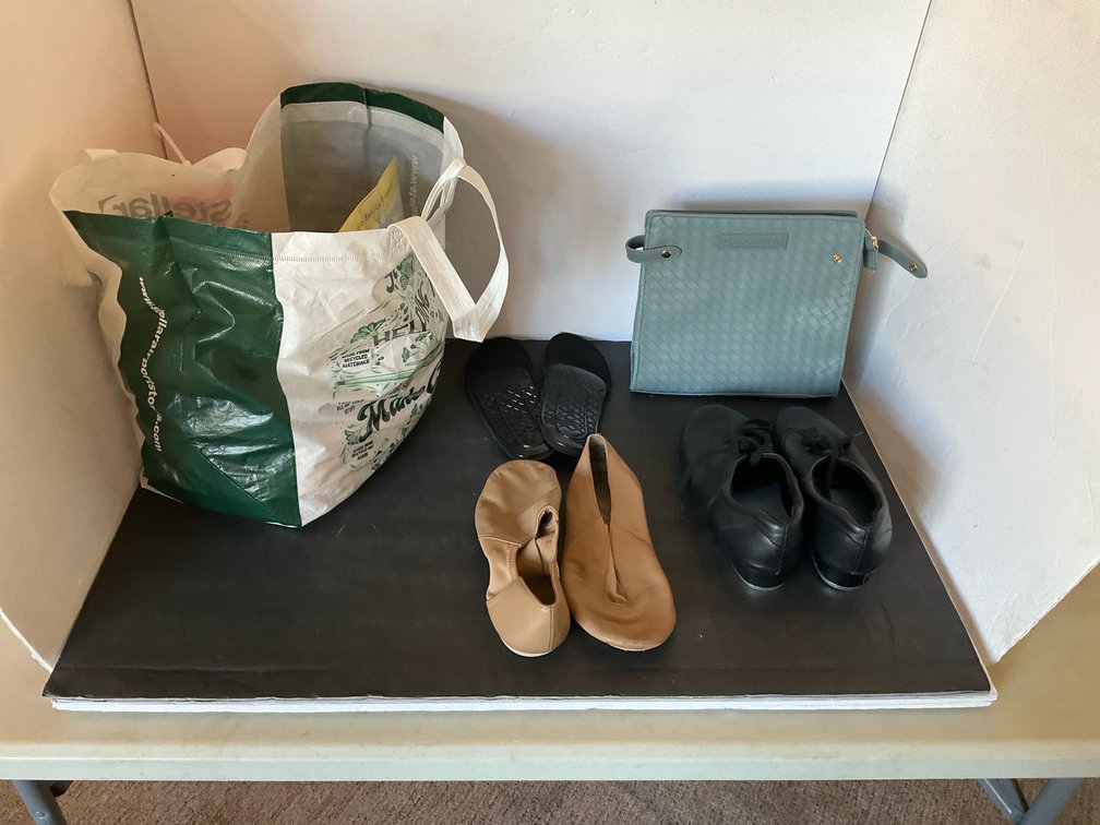 Grouping of dance shoes, bags & accessories - Living Room