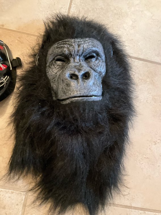 Gorilla mask & LED wire light-up costume masks - Basement Living & Bar Area