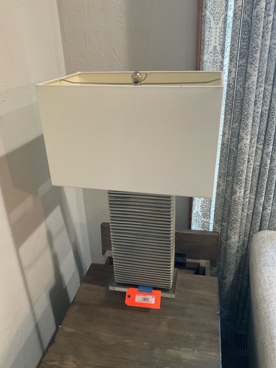 Pair of ceramic column table lamps with rectangular shade - Living Room