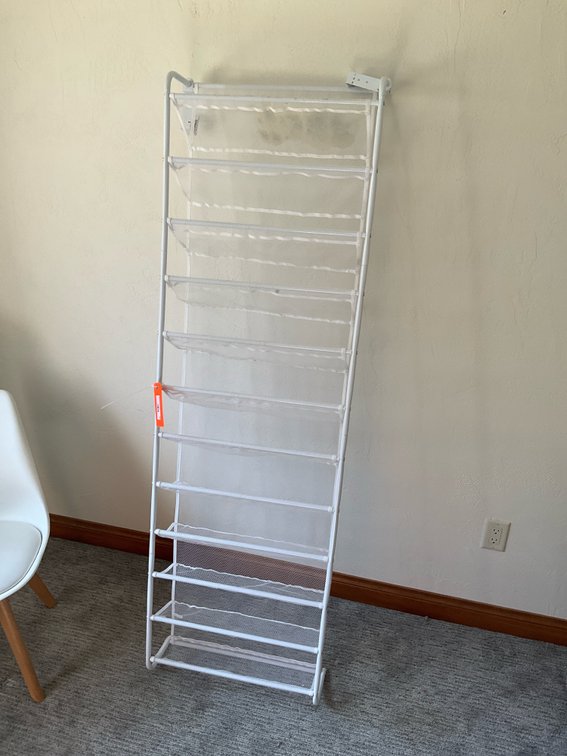 White metal & mesh multi-tier hanging shoe rack - Bedroom