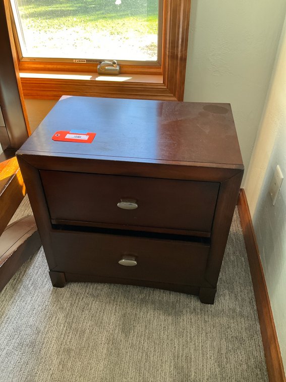 Pair of wood two-drawer nightstand with oval pulls - Master Bedroom