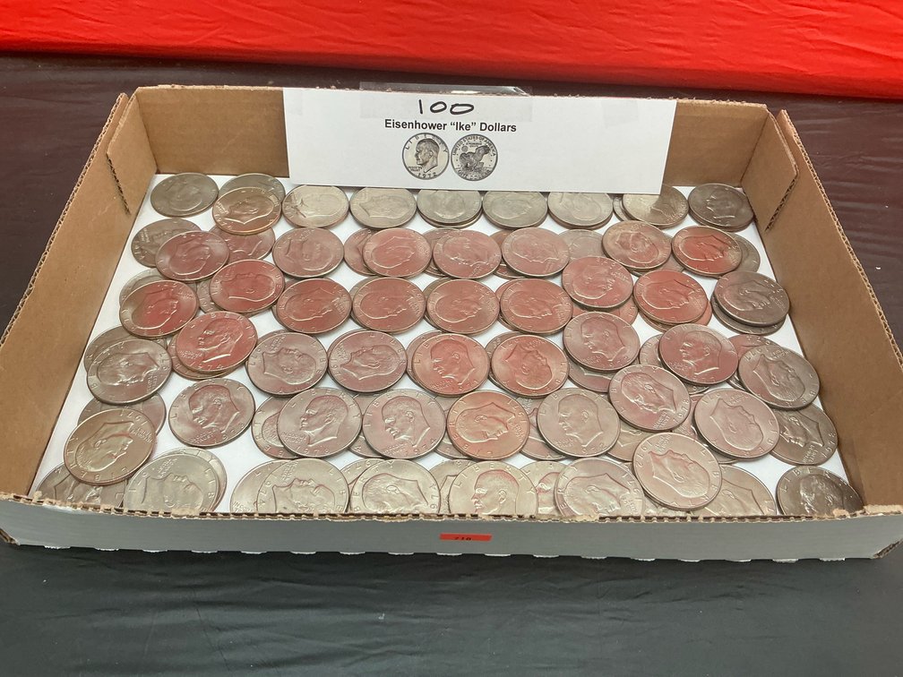 100 United States Eisenhower dollar coins