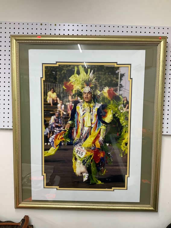 Framed color photograph of Native American dancer 33” x 39”