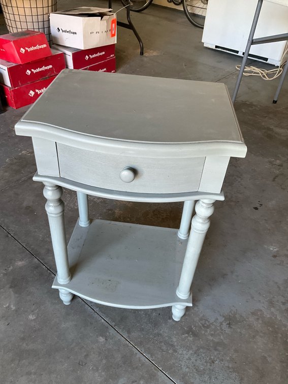 Light gray painted wood single-drawer side table - Garage