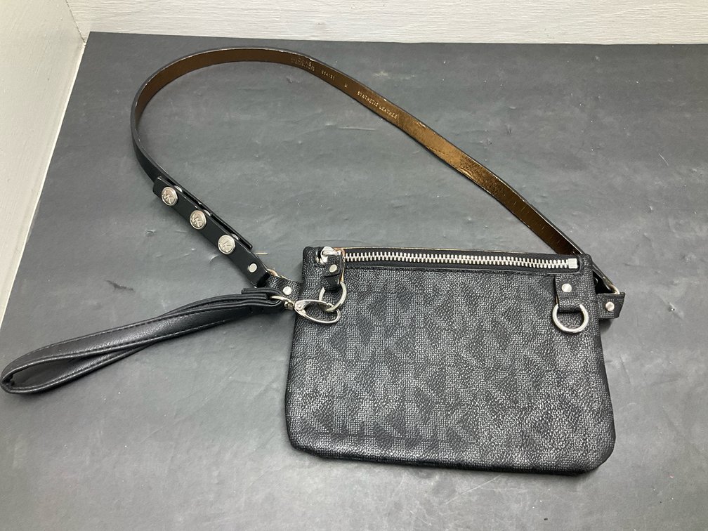 Michael Kors black monogram pouch with strap