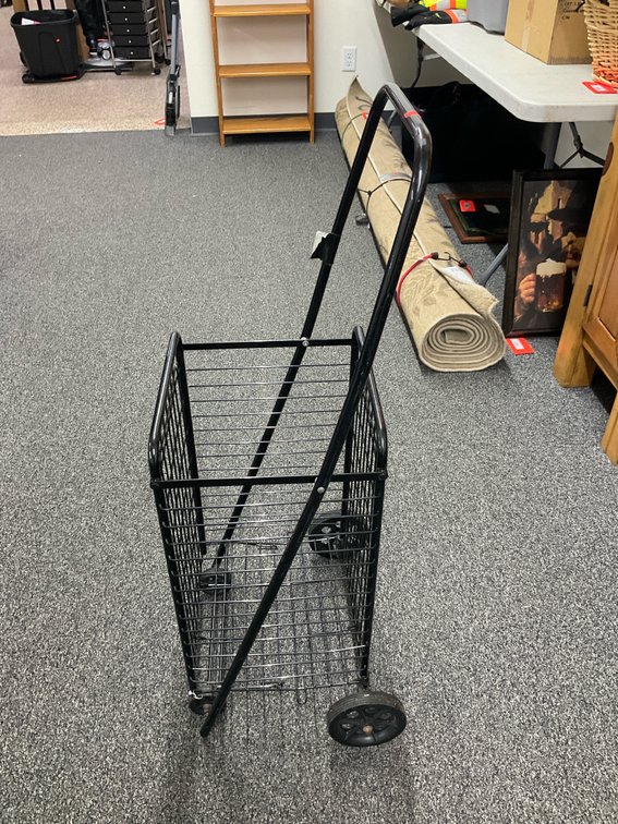 Black folding wire utility shopping cart
