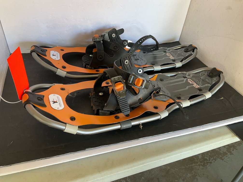 Pair of Yukon Charlie's orange & gray snowshoes - Garage