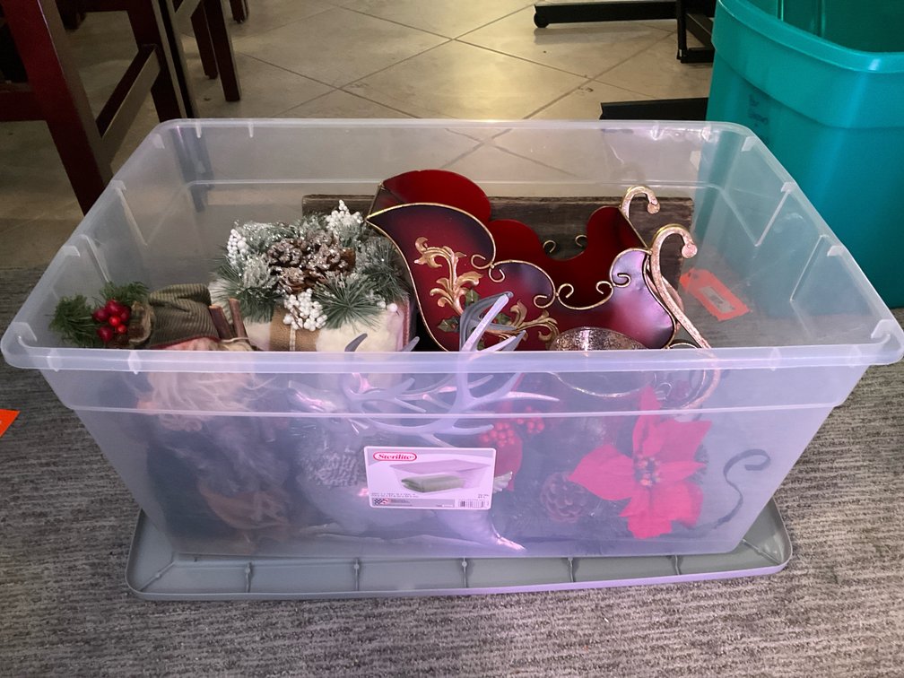 Assorted Christmas holiday decorations - Basement Living & Bar Area