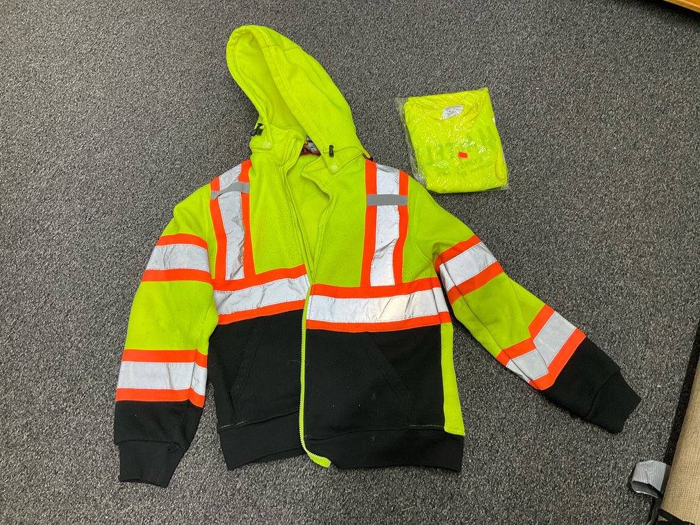 High-visibility hooded sweatshirt & packaged shirt