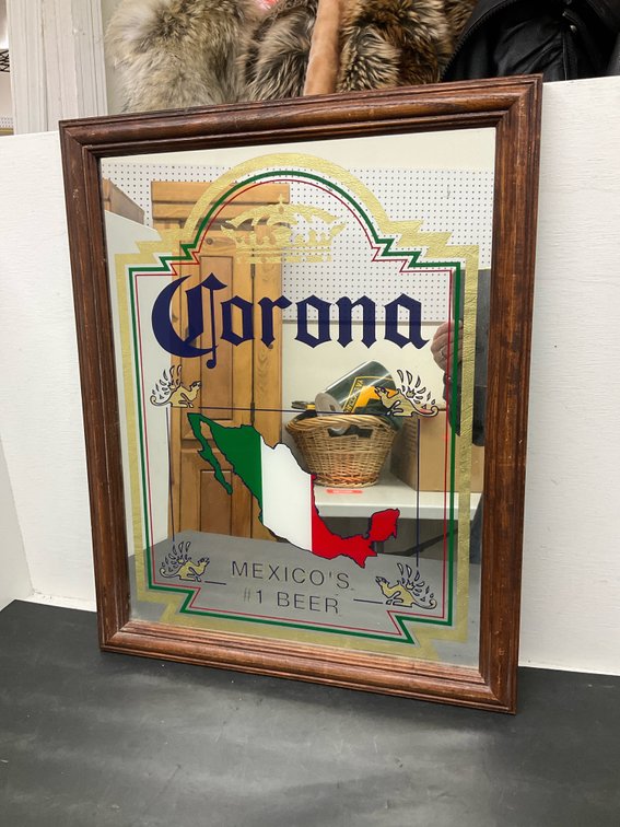 Corona Mexico's #1 Beer framed advertising mirror