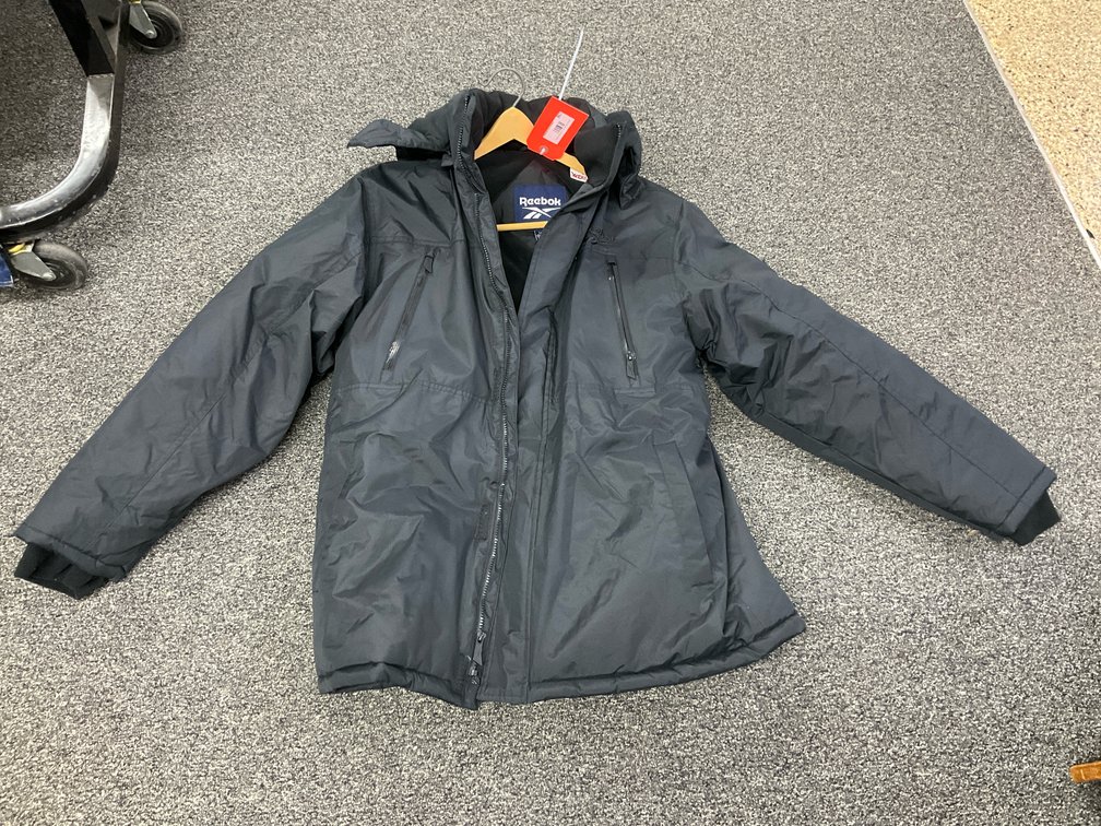 Reebok black hooded winter jacket, size L