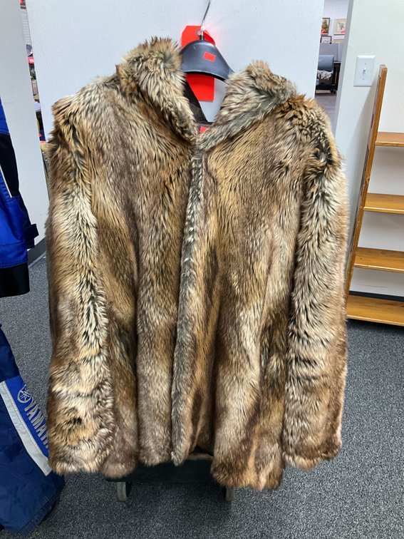 Donna Salyers Fabulous Furs faux fur hooded coat, size L
