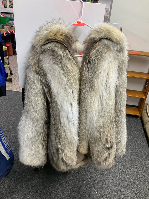 Natural fur hooded zip-front jacket