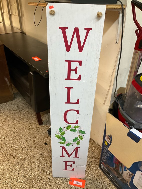 painted wood Christmas porch sign 47” x 10”