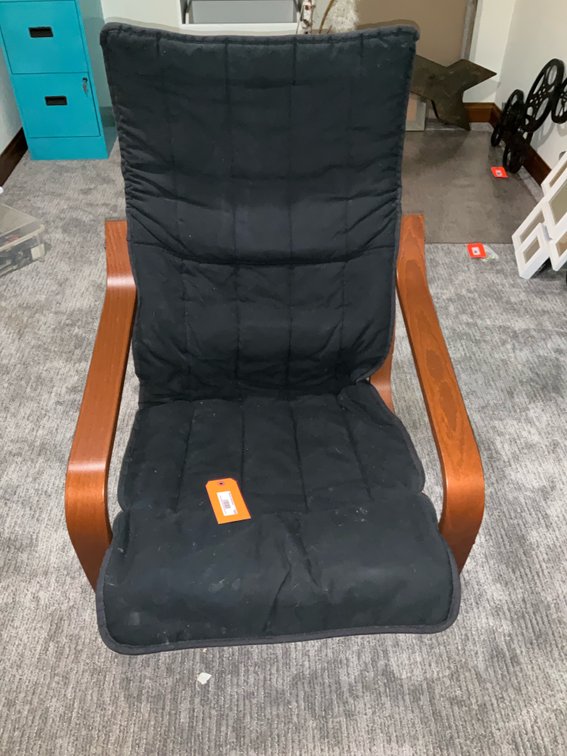 Bentwood cantilever armchair with black cushion - Basement Living & Bar Area