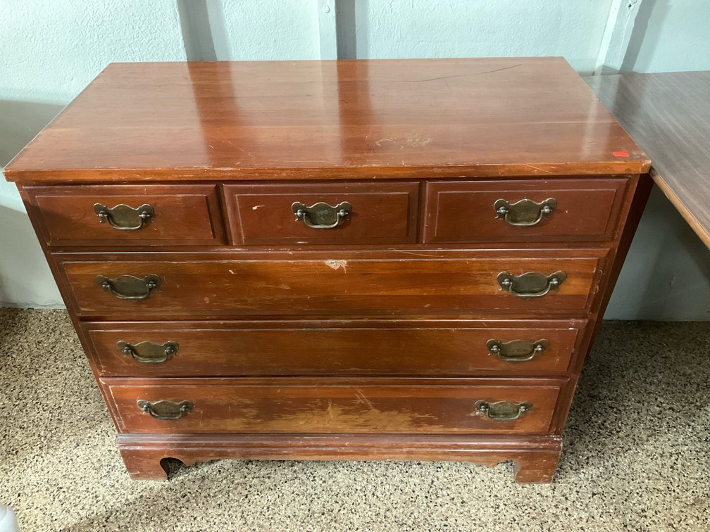 Wood  chest with batwing bail pulls 36” x 18” x 30”