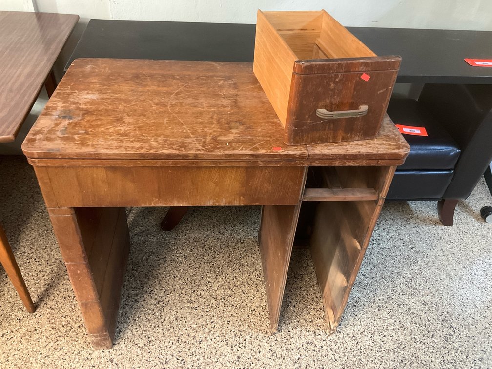 Kenmore electric sewing machine with wood cabinet