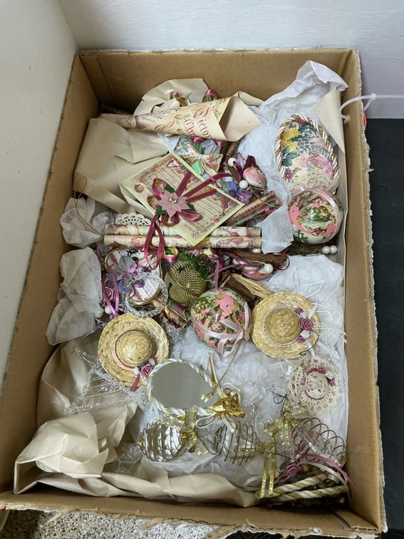 Assorted Victorian-style Christmas ornaments