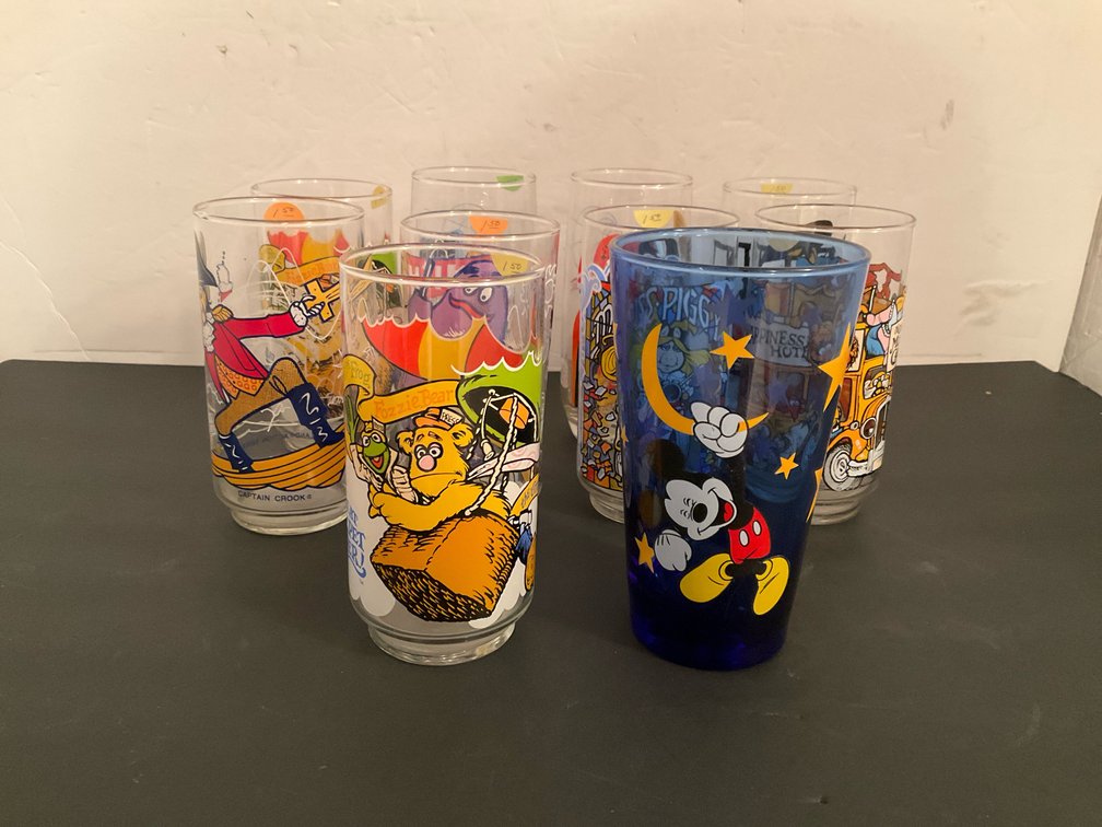 promotional character drinking glasses - Basement Living & Bar Area