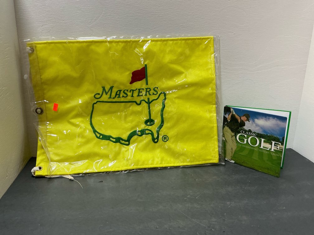 Yellow golf flag & Classic Golf hardcover book