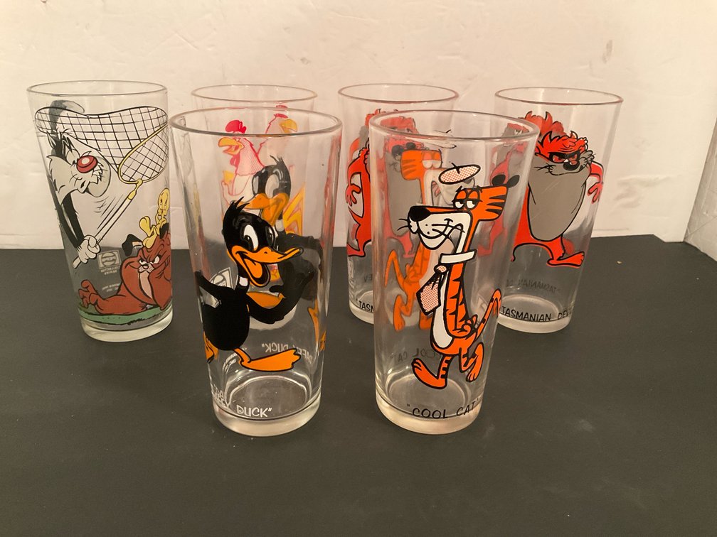 Grouping of Pepsi Looney Tunes drinking glasses - Basement Living & Bar Area