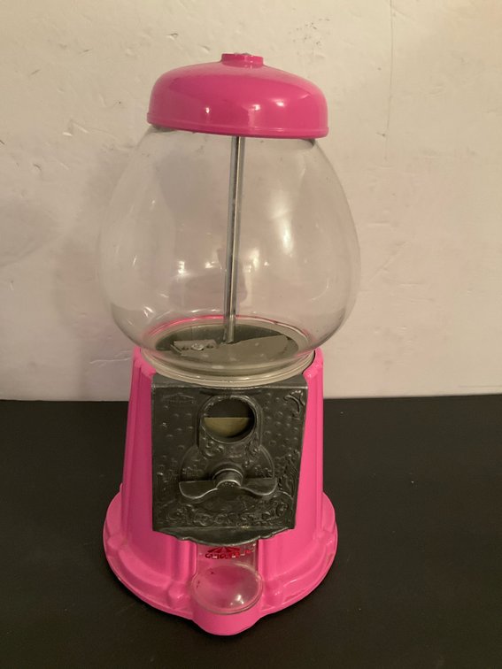 Carousel pink metal gumball machine - Basement Living & Bar Area
