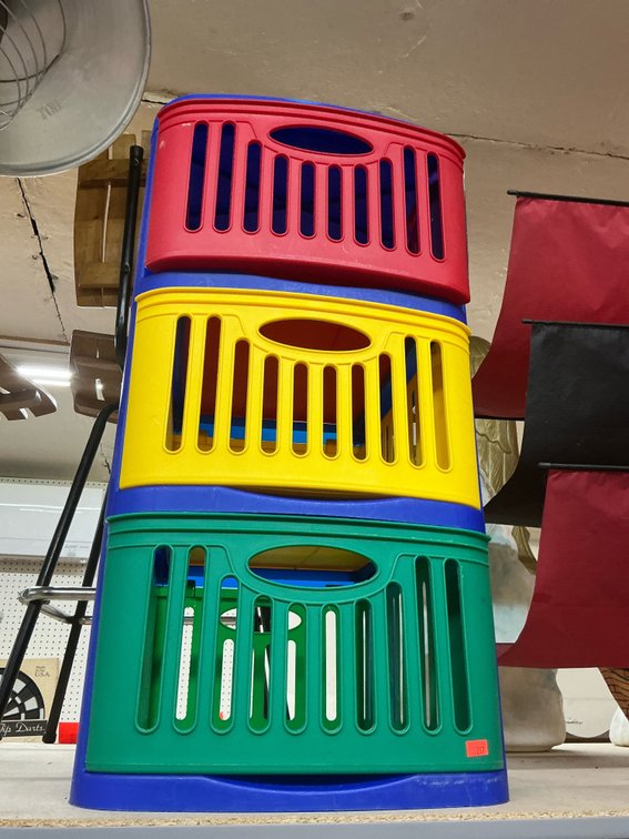 3-tier plastic storage organizer with blue frame